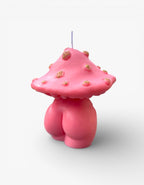 Bougie champignon fesses rose & paillettes dorée