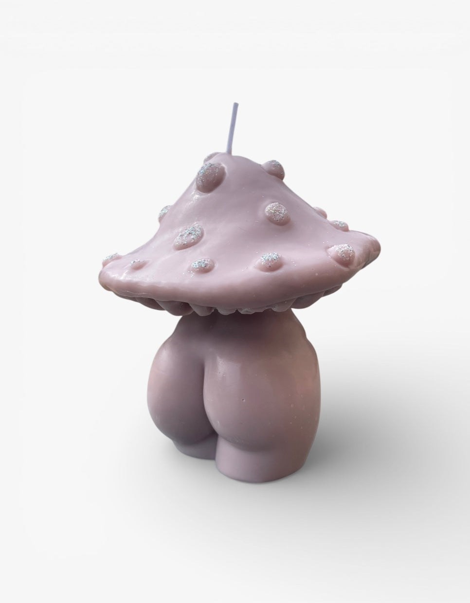 Bougie champignon fesses taupe & paillettes argentés 