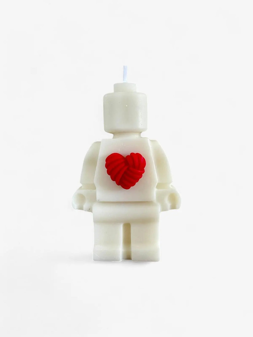 Bougie en forme de robot avec cœur, bougie originale et design