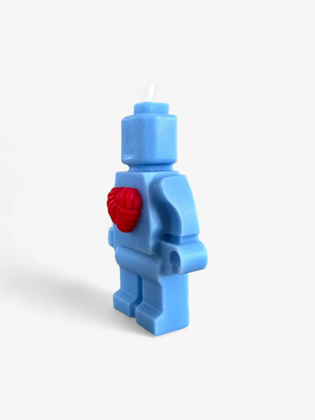 Bougie robot cœur bleu design original et amusant