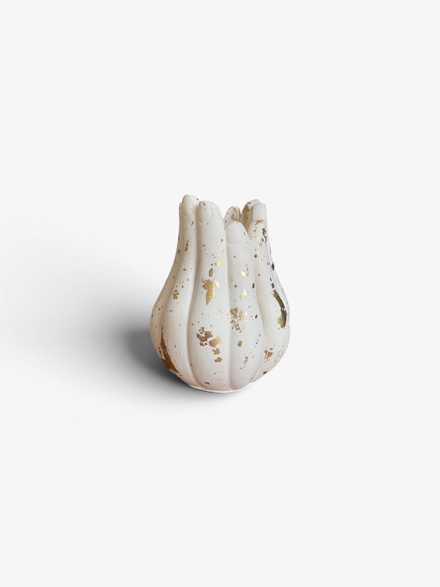 soliflore blanc & feuilles dorées 